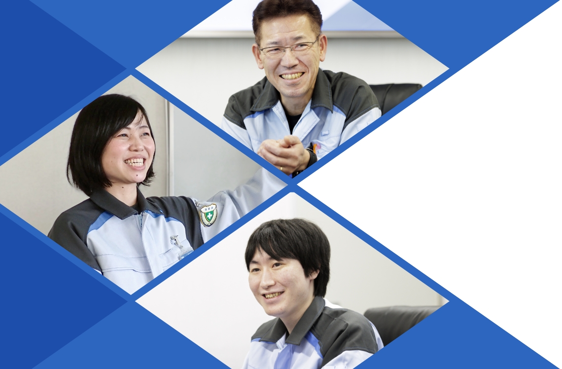 先輩社員がインタビューを受けている様子