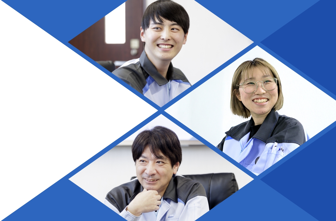 先輩社員がインタビューを受けている様子